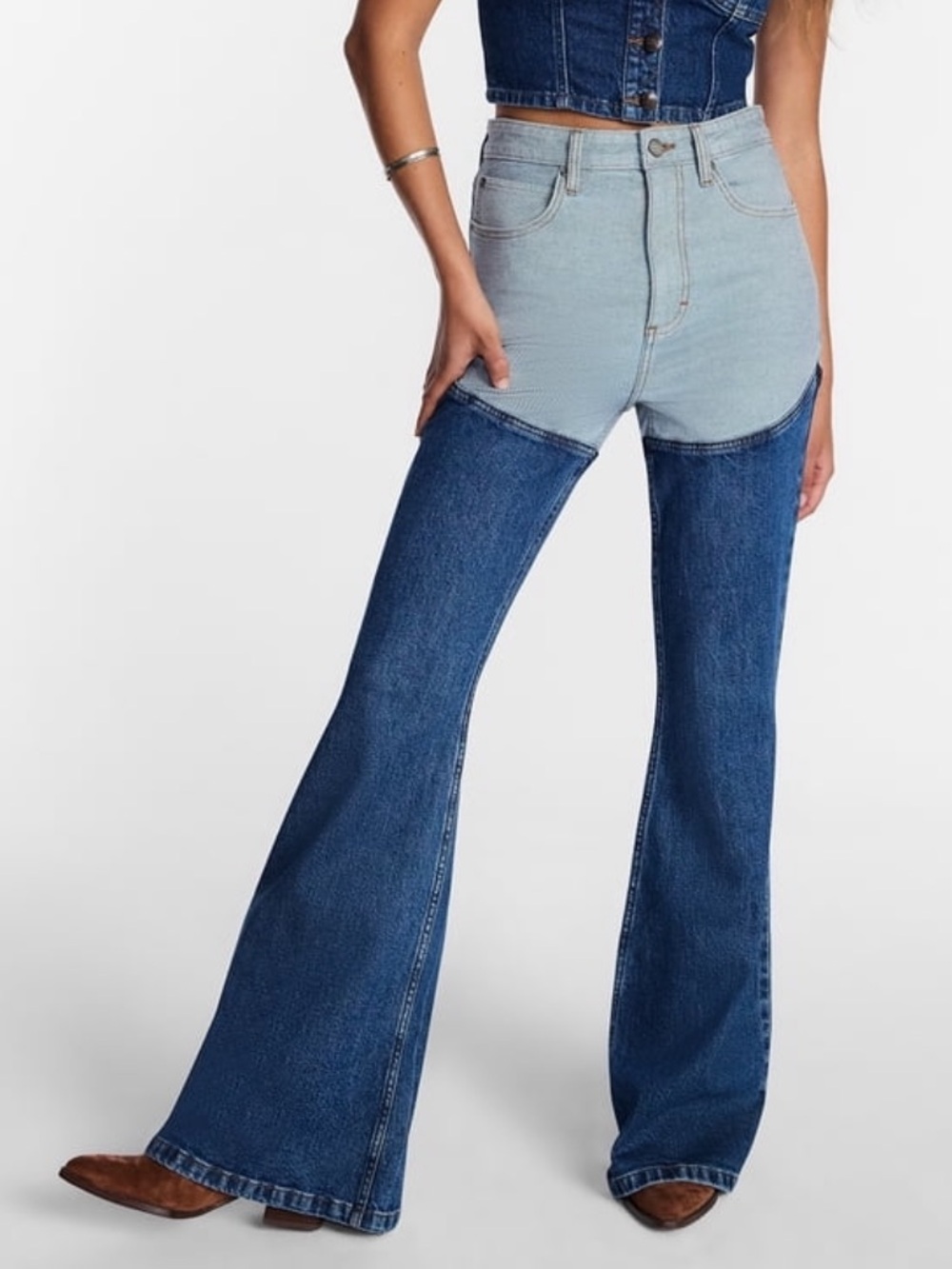 NWT! Kacey Musgraves High Rise Flare Denim Chaps Jeans 10 Country Western